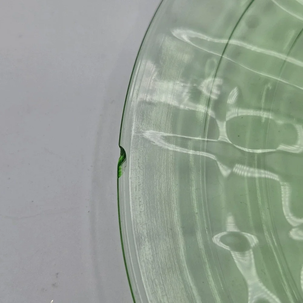 (4) Anchor Hocking Block Optic Green Uranium Depression Glass 8